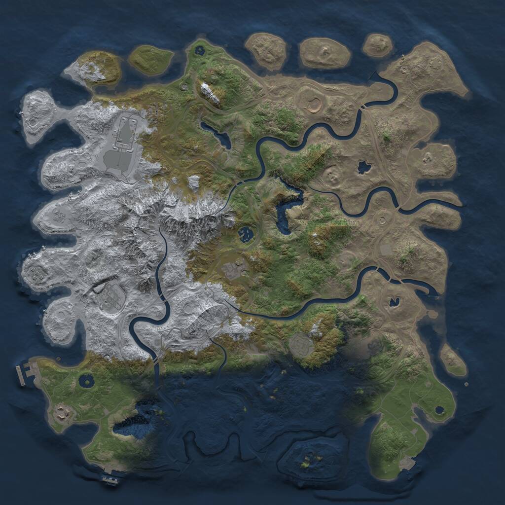 Rust Map: Procedural Map, Size: 5000, Seed: 705400449, 16 Monuments
