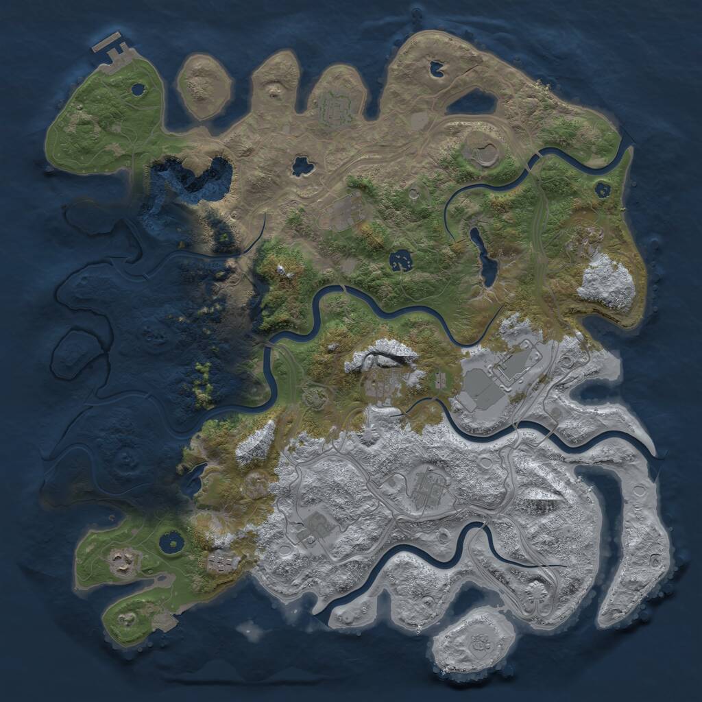 Rust Map: Procedural Map, Size: 4500, Seed: 420185915, 16 Monuments