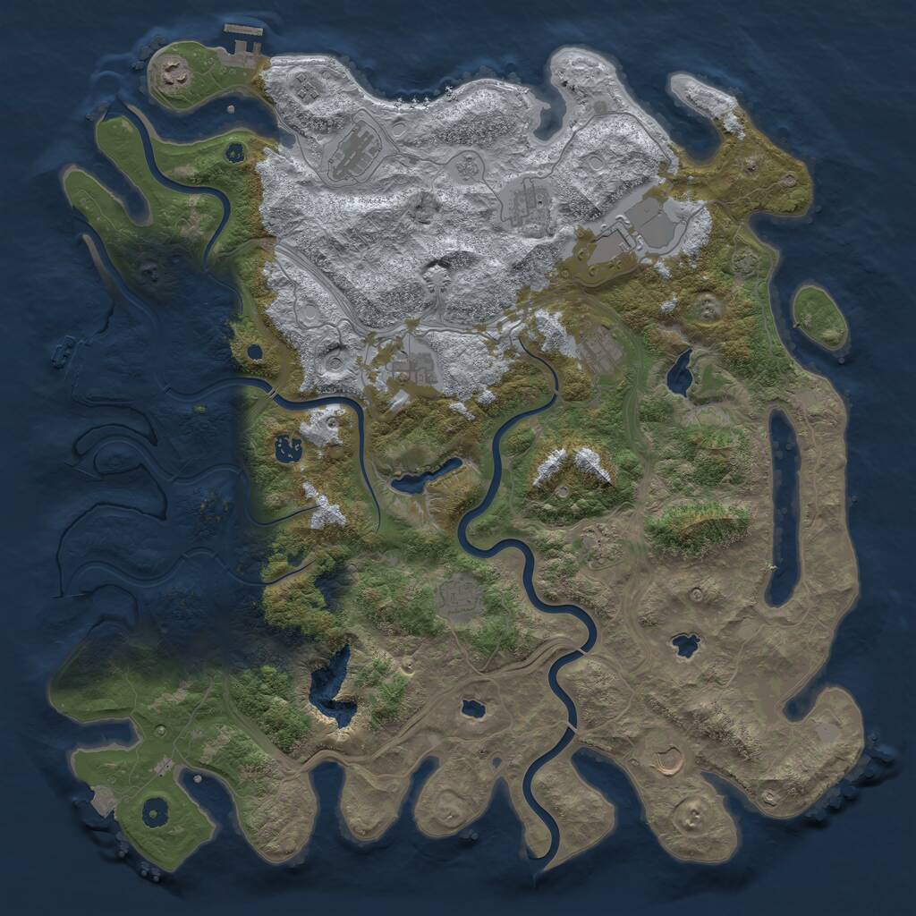 Rust Map: Procedural Map, Size: 4800, Seed: 672880034, 17 Monuments