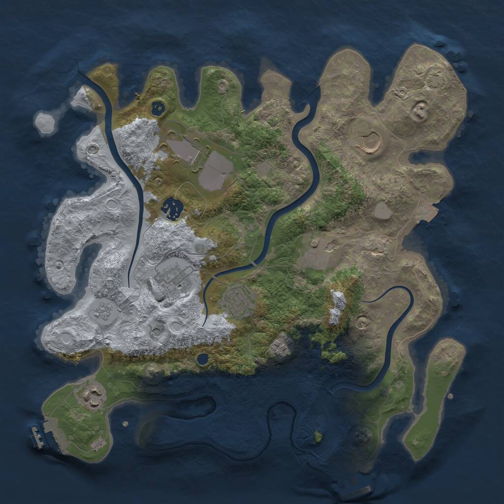 Rust Map: Procedural Map, Size: 3500, Seed: 1916499337, 14 Monuments