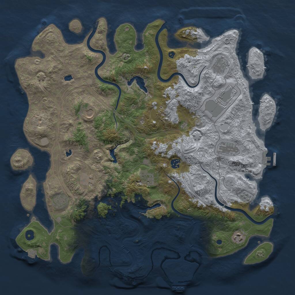 Rust Map: Procedural Map, Size: 4500, Seed: 116498636, 17 Monuments