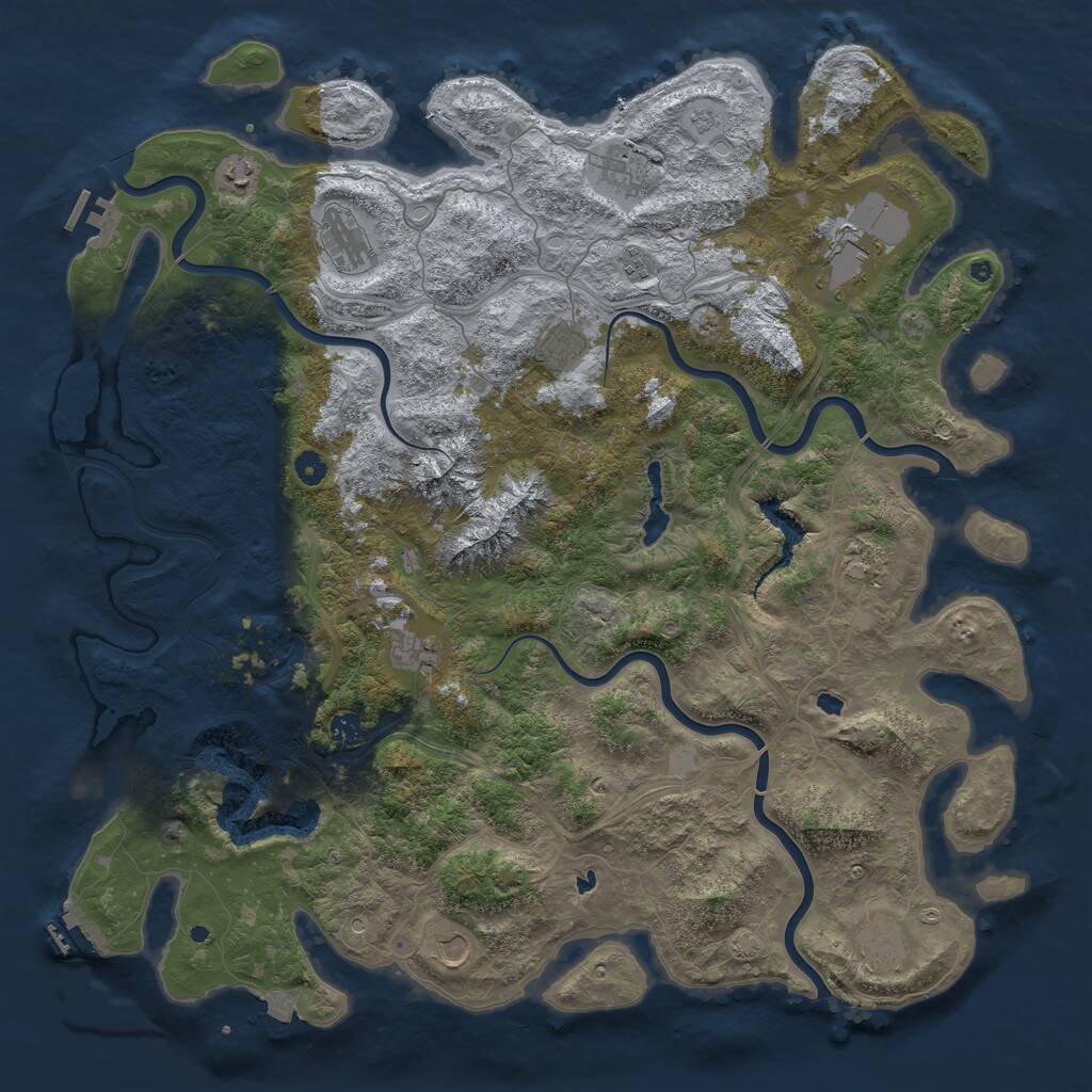 Rust Map: Procedural Map, Size: 5000, Seed: 211244422, 17 Monuments