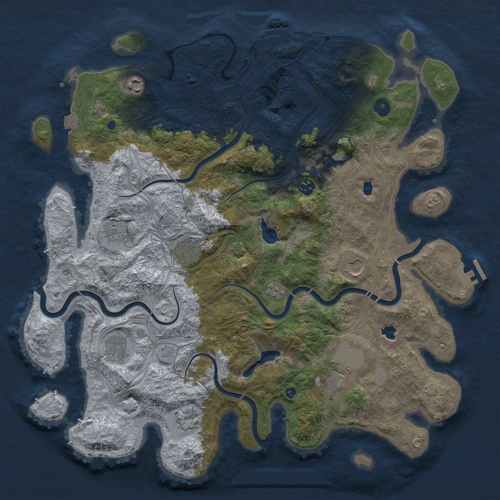 Rust Map: Procedural Map, Size: 4500, Seed: 876643185, 16 Monuments