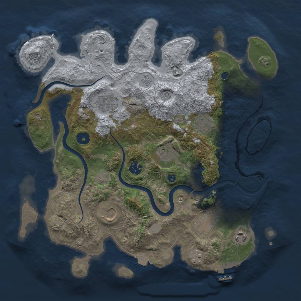 Rust Map: Procedural Map, Size: 3500, Seed: 439384820, 13 Monuments