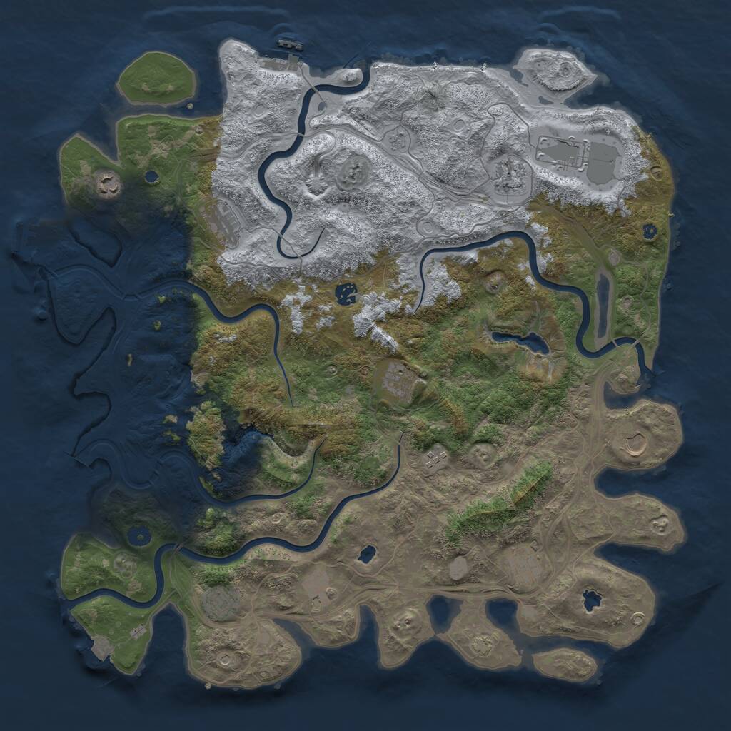 Rust Map: Procedural Map, Size: 4800, Seed: 480538831, 17 Monuments