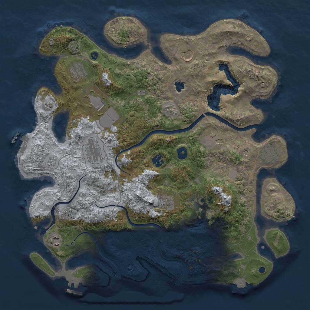 Rust Map: Procedural Map, Size: 4000, Seed: 65368765, 16 Monuments