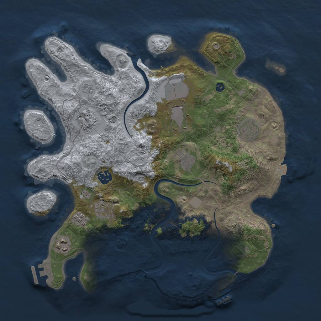 Rust Map: Procedural Map, Size: 3500, Seed: 2050309472, 14 Monuments