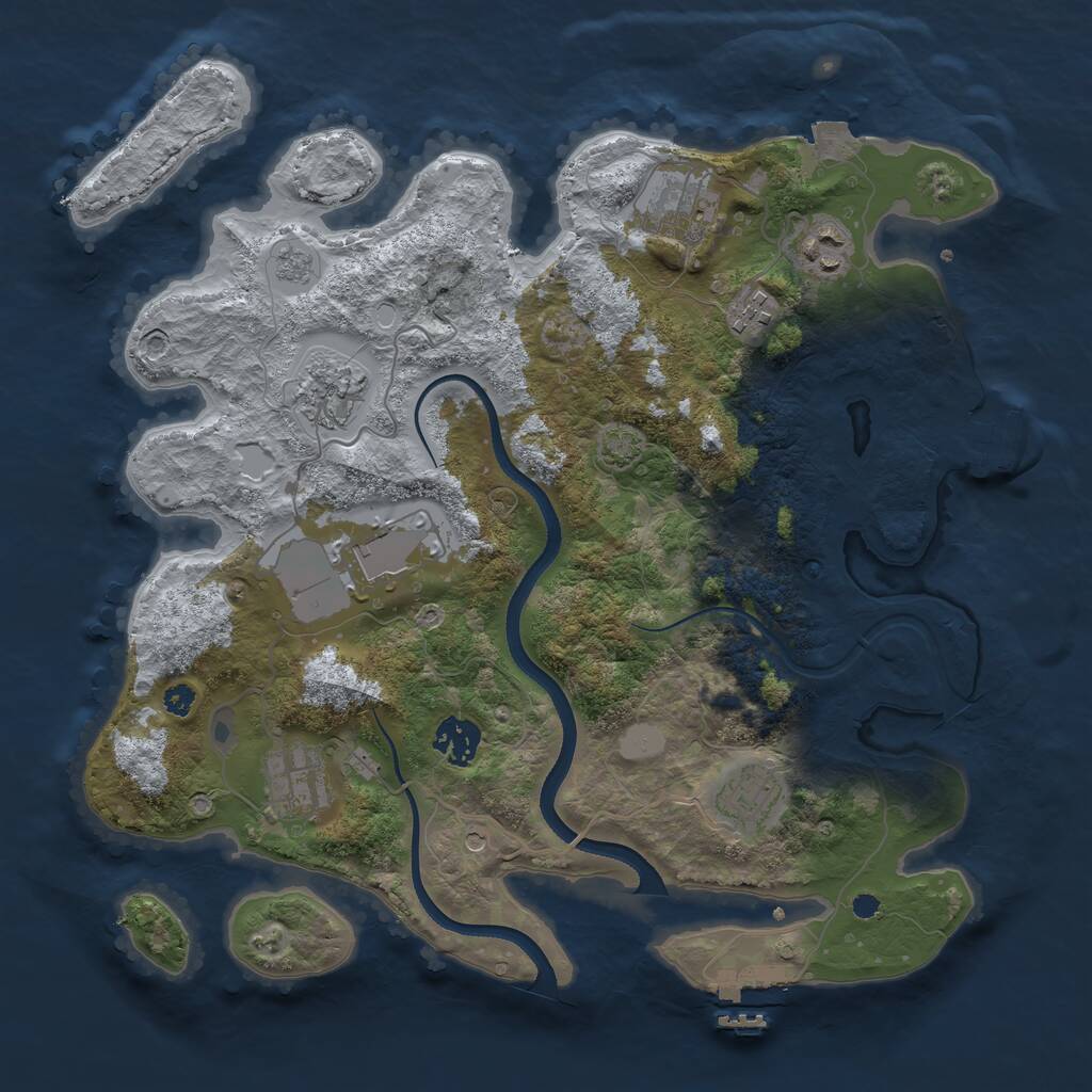 Rust Map: Procedural Map, Size: 3500, Seed: 1268912159, 14 Monuments