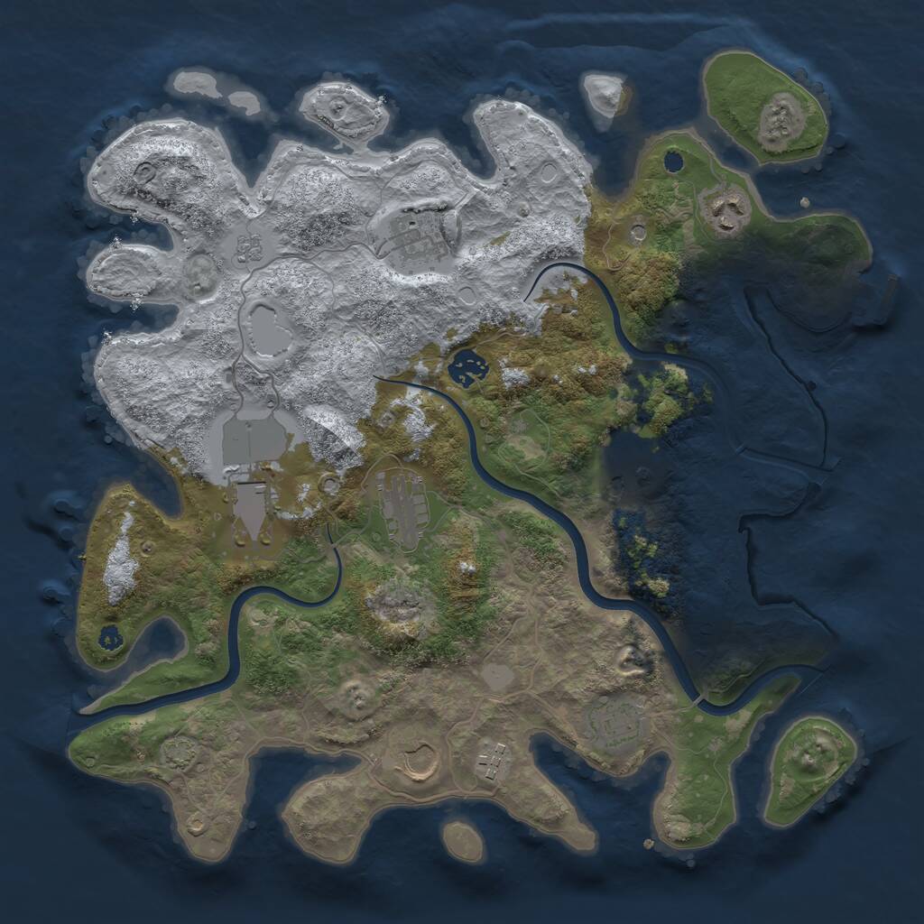 Rust Map: Procedural Map, Size: 3750, Seed: 1476691454, 14 Monuments