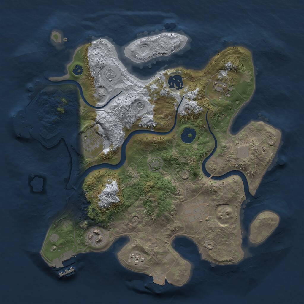 Rust Map: Procedural Map, Size: 3000, Seed: 5671, 12 Monuments