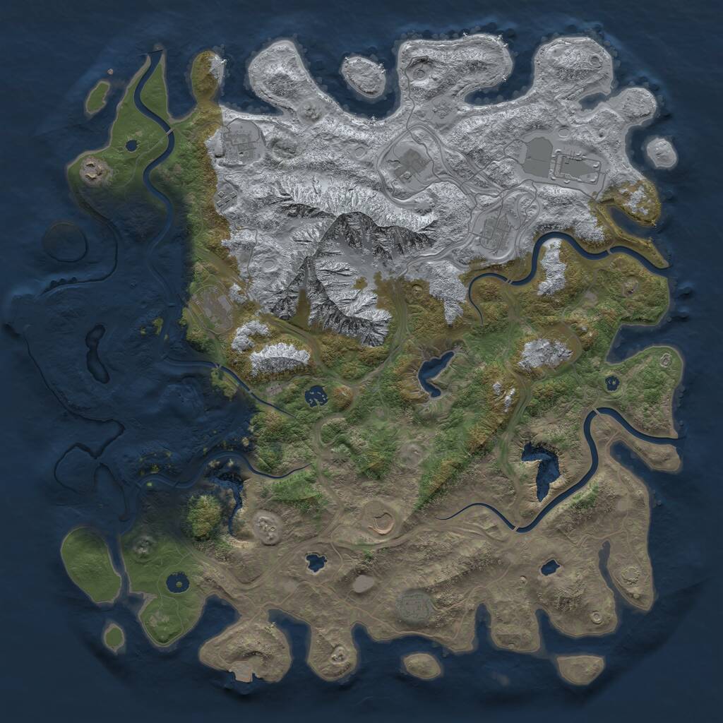 Rust Map: Procedural Map, Size: 5000, Seed: 912427618, 16 Monuments