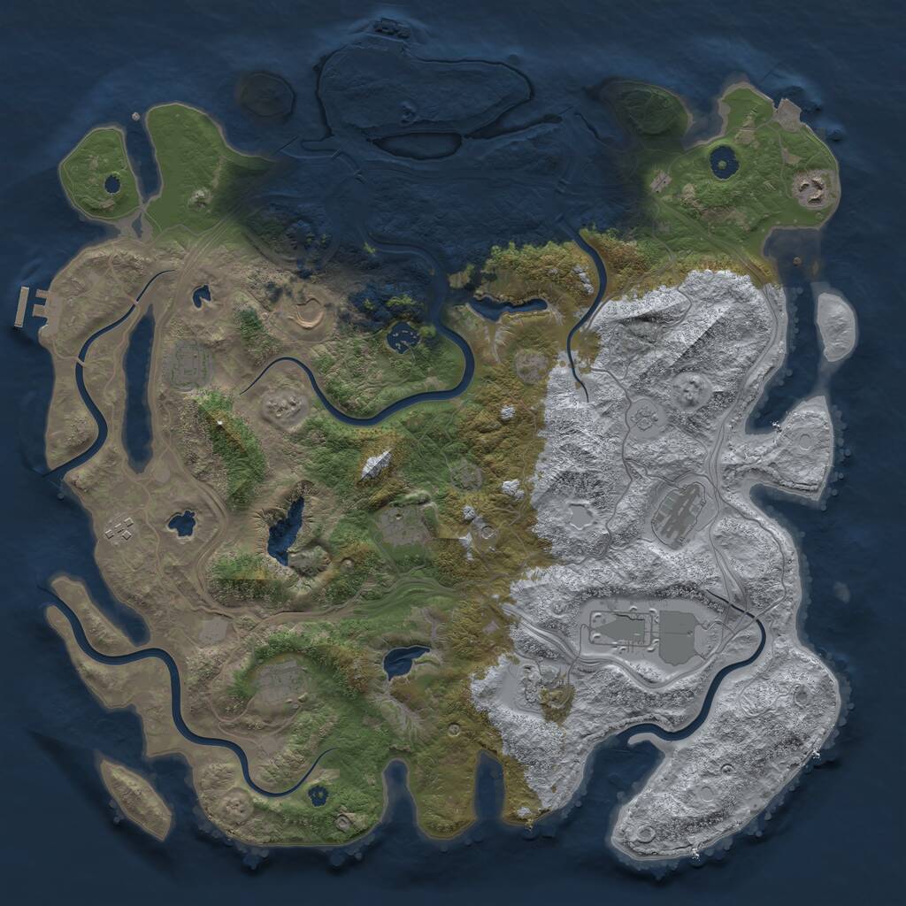 Rust Map: Procedural Map, Size: 4500, Seed: 452847125, 16 Monuments