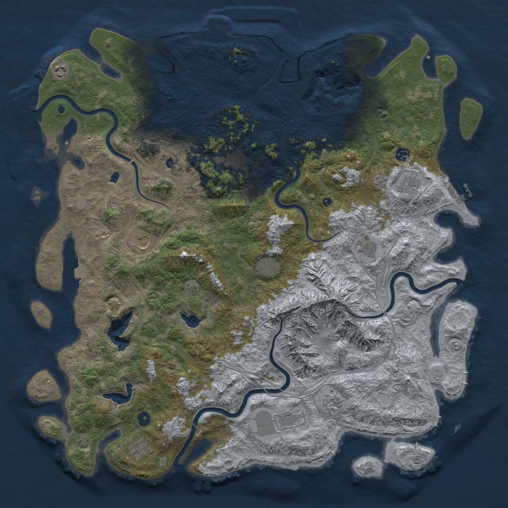 Rust Map: Procedural Map, Size: 5500, Seed: 191719534, 17 Monuments