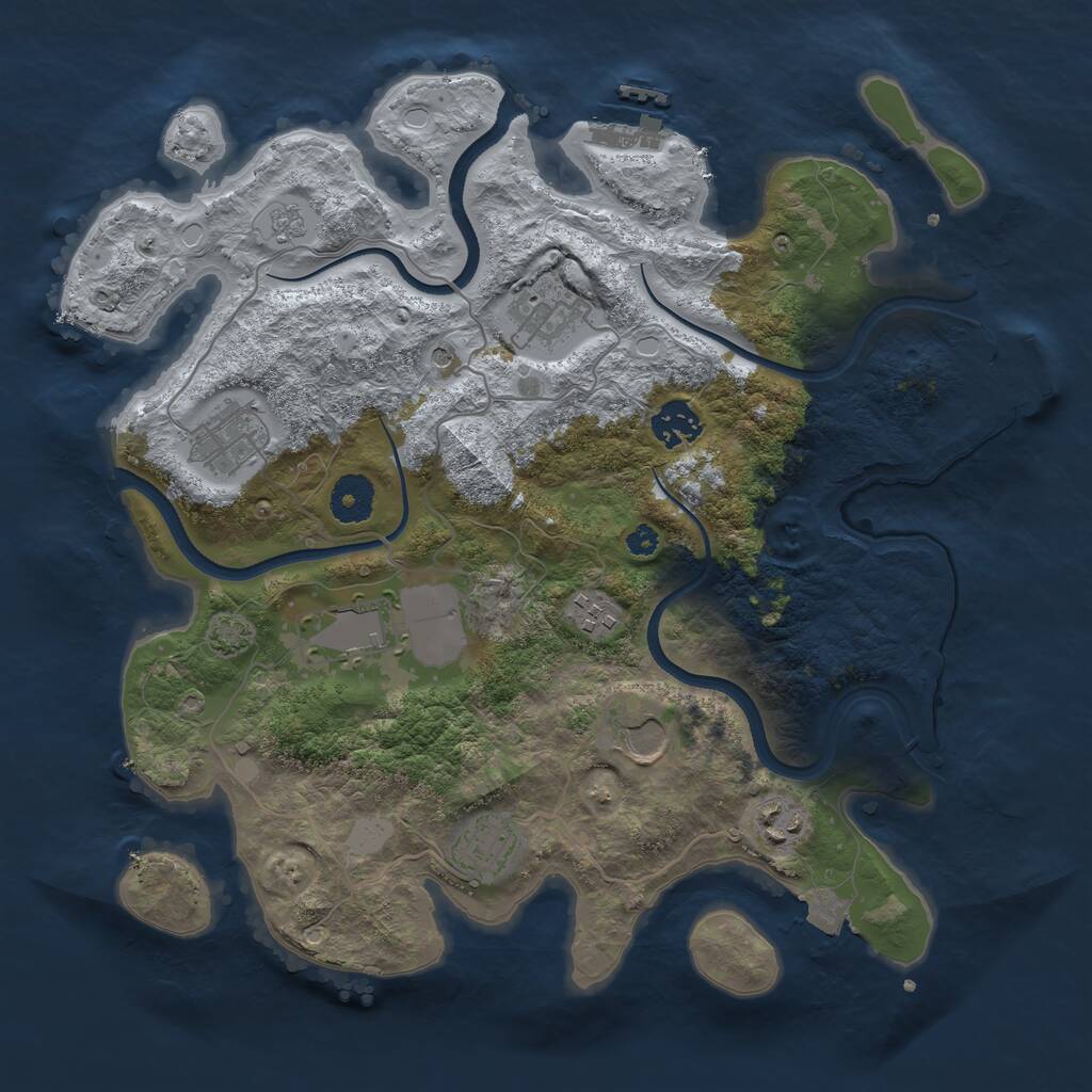 Rust Map: Procedural Map, Size: 3500, Seed: 479217268, 14 Monuments
