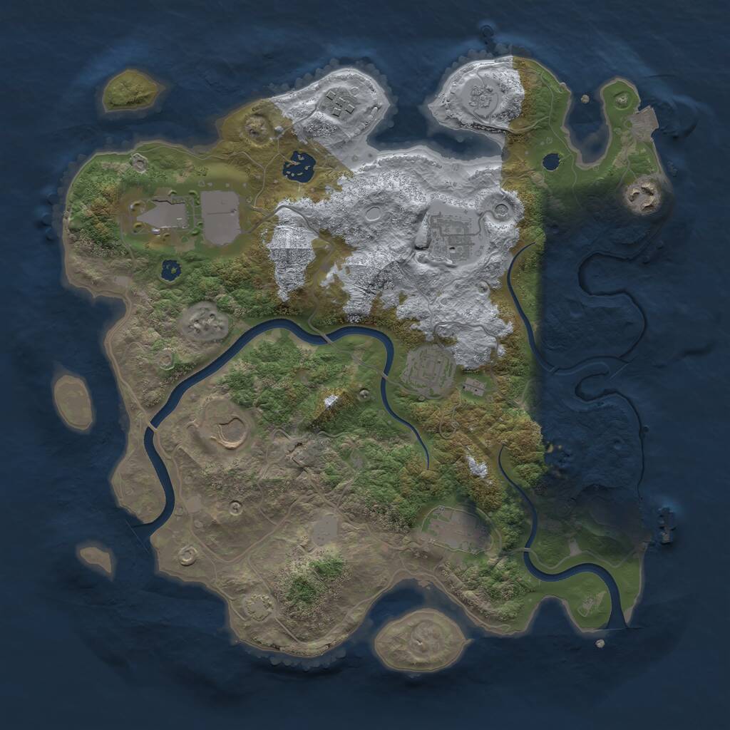 Rust Map: Procedural Map, Size: 3500, Seed: 250771581, 13 Monuments