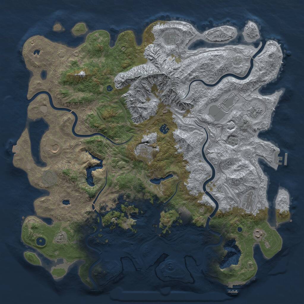 Rust Map: Procedural Map, Size: 5000, Seed: 27754, 17 Monuments