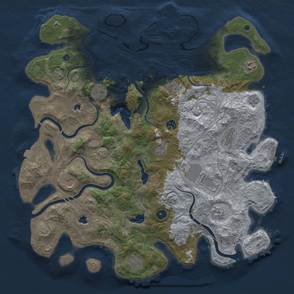 Rust Map: Procedural Map, Size: 4500, Seed: 749281760, 17 Monuments