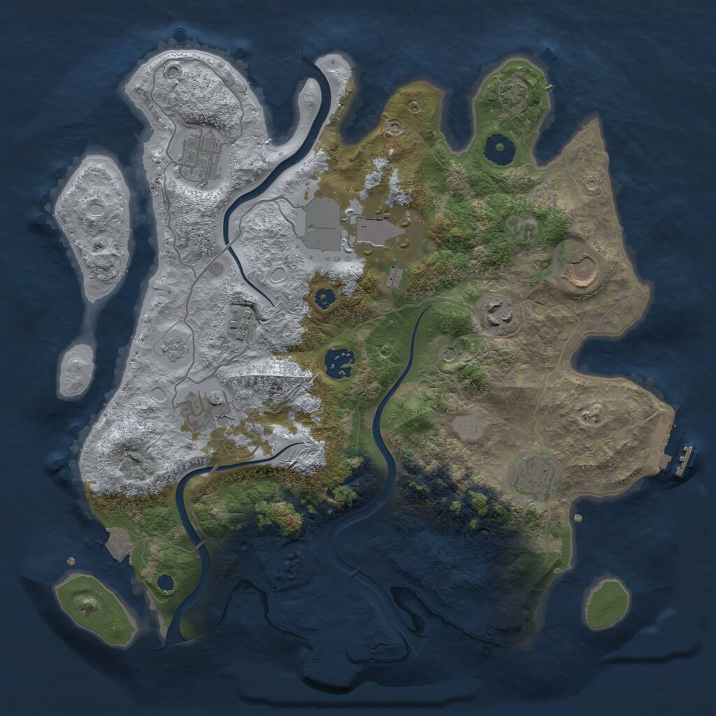 Rust Map: Procedural Map, Size: 3500, Seed: 107886855, 14 Monuments