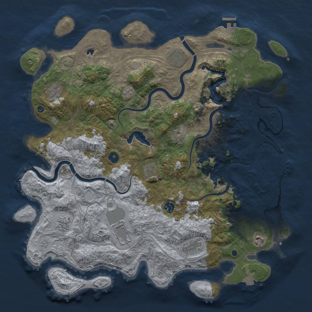 Rust Map: Procedural Map, Size: 4500, Seed: 1750337511, 15 Monuments