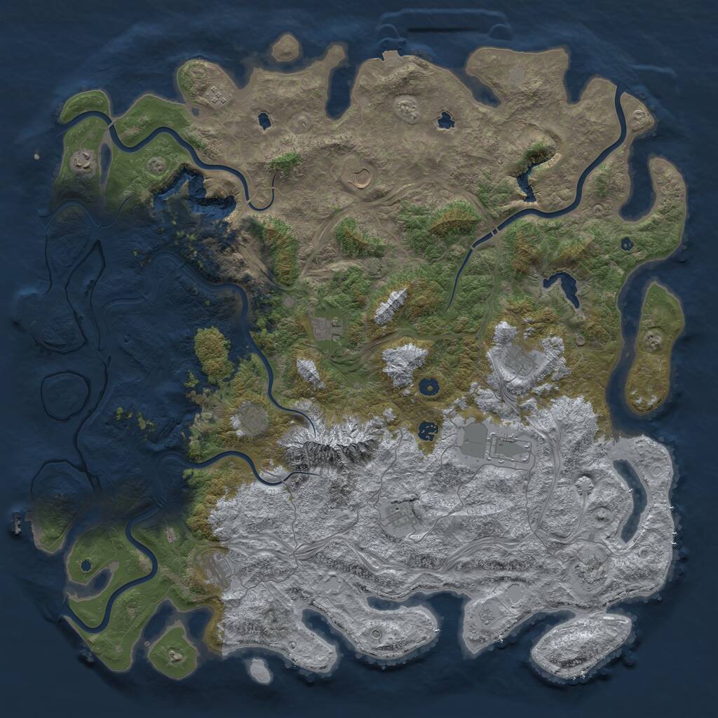 Rust Map: Procedural Map, Size: 5500, Seed: 641841933, 17 Monuments