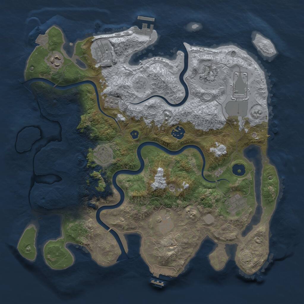 Rust Map: Procedural Map, Size: 3600, Seed: 1884165356, 15 Monuments