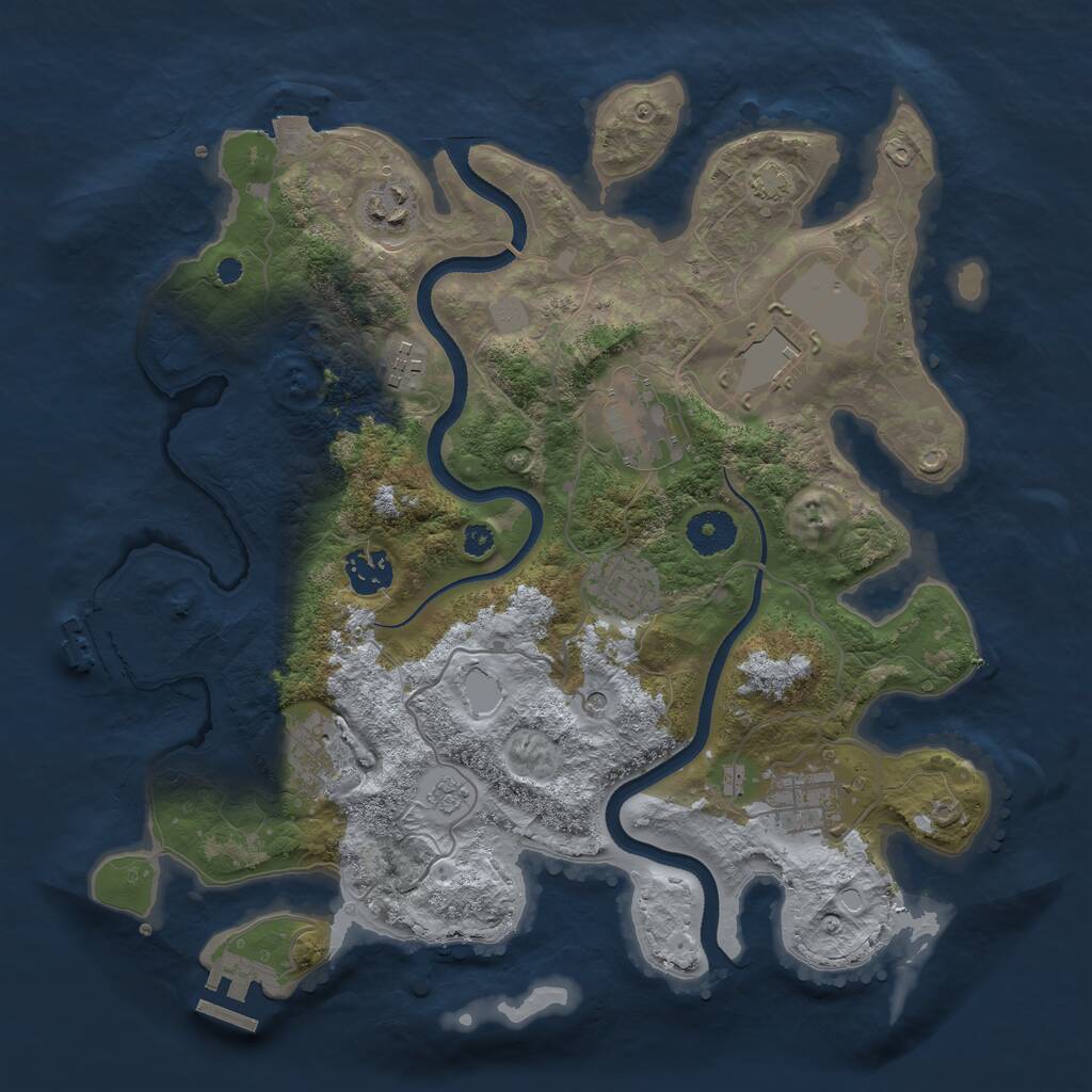 Rust Map: Procedural Map, Size: 3500, Seed: 1867510321, 14 Monuments