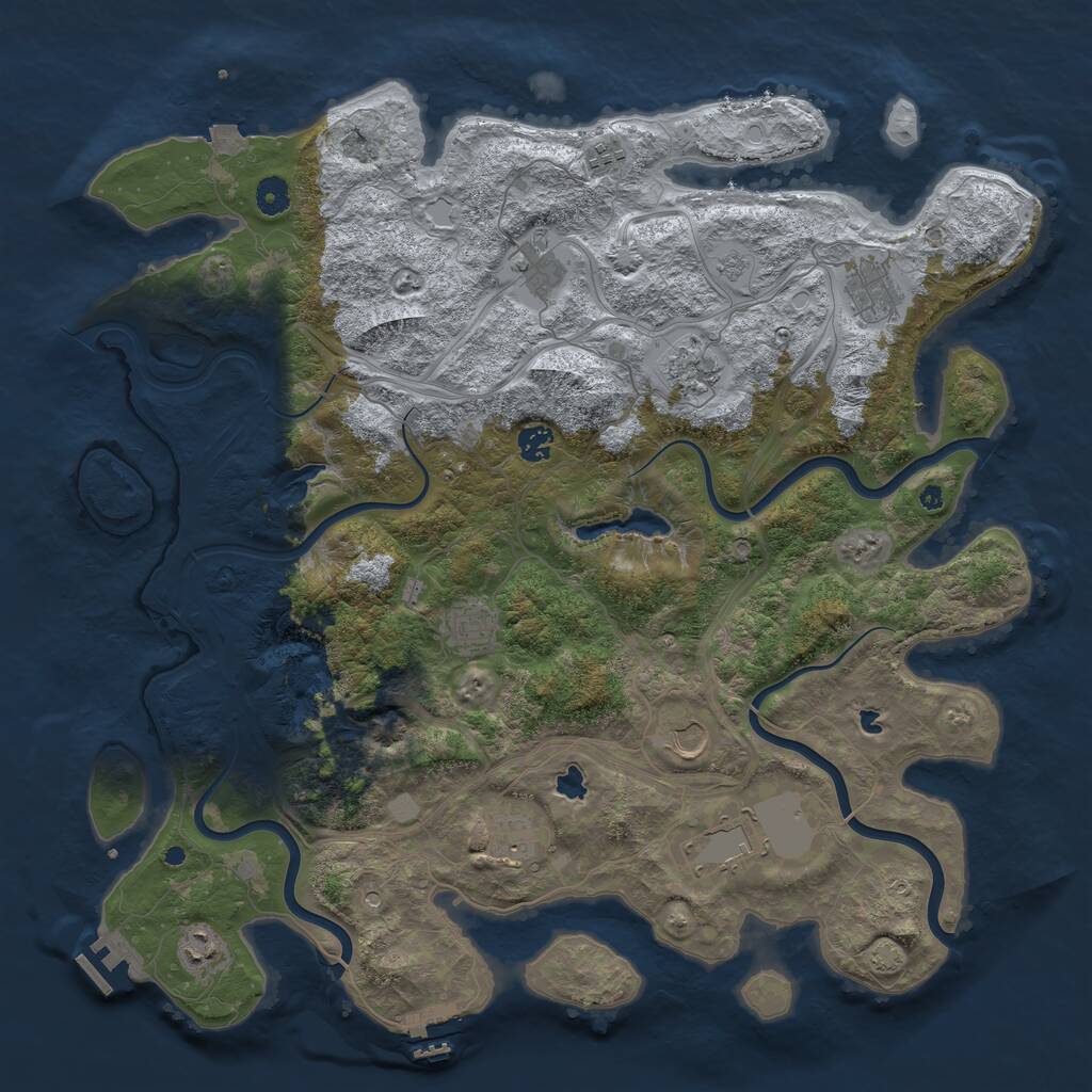 Rust Map: Procedural Map, Size: 4500, Seed: 670585300, 16 Monuments