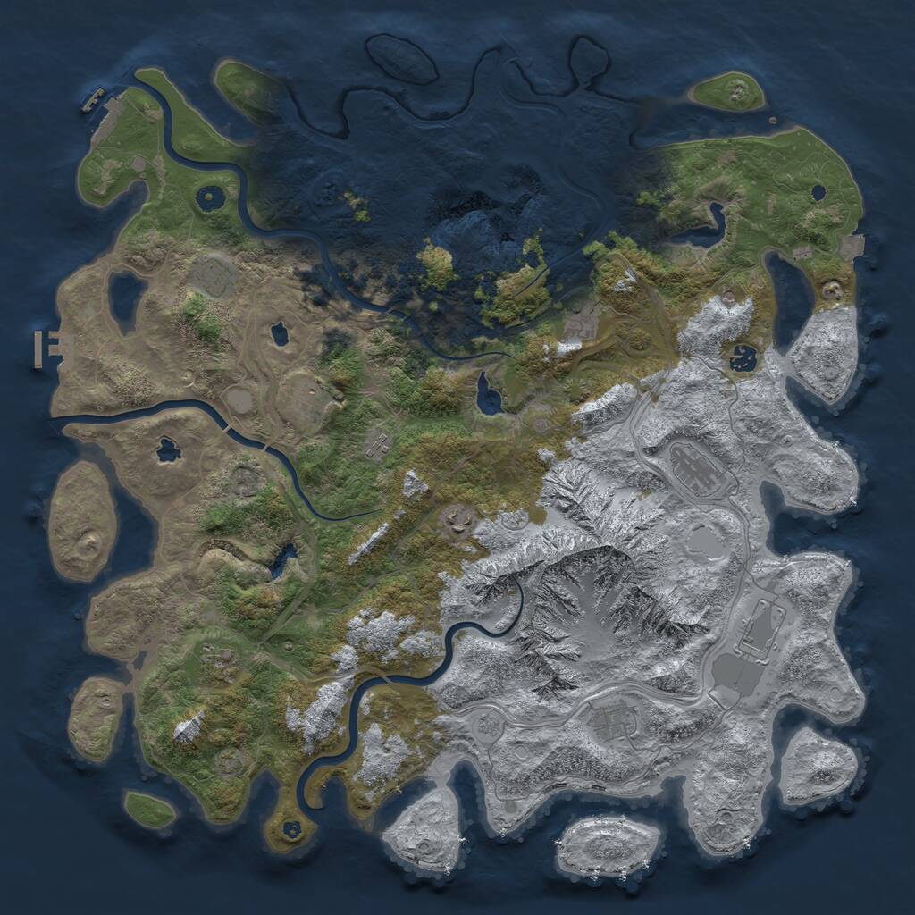 Rust Map: Procedural Map, Size: 5000, Seed: 727302013, 16 Monuments