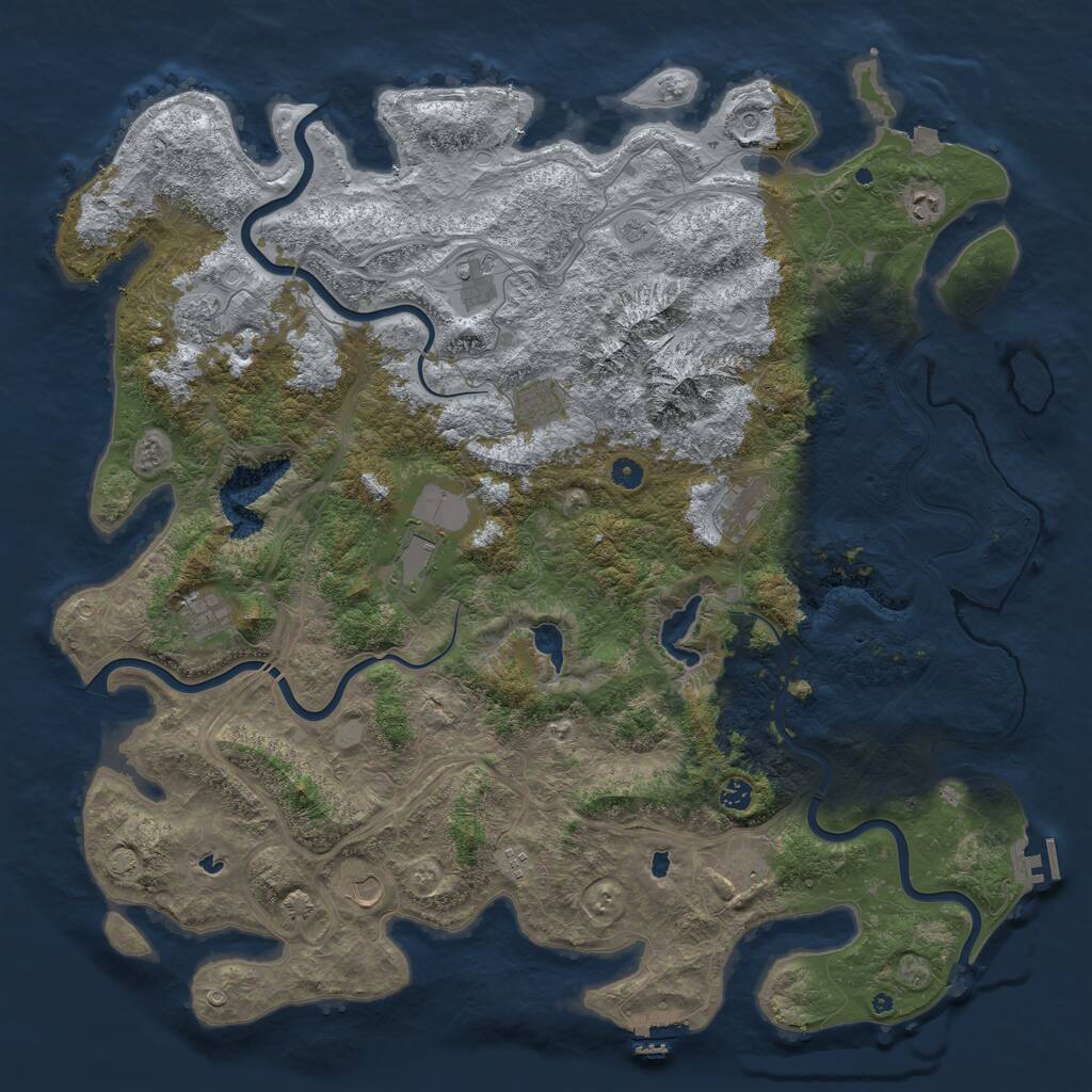 Rust Map: Procedural Map, Size: 5250, Seed: 1007109452, 17 Monuments