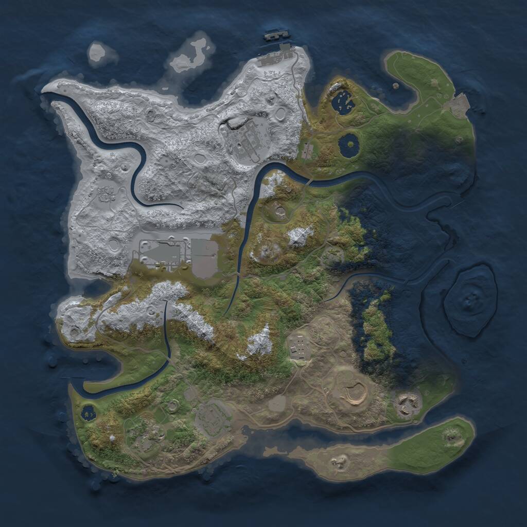 Rust Map: Procedural Map, Size: 3500, Seed: 1359168364, 13 Monuments