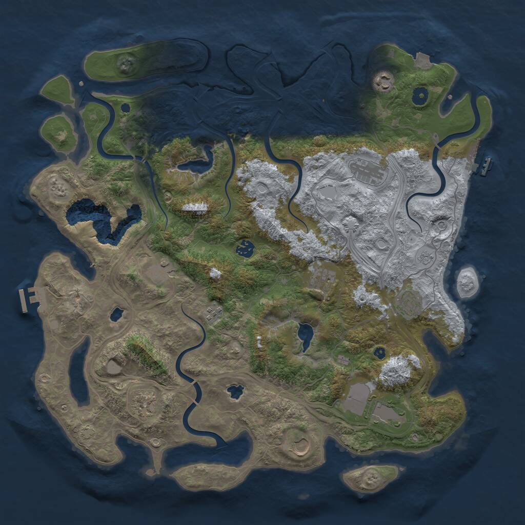 Rust Map: Procedural Map, Size: 4500, Seed: 2093225092, 16 Monuments