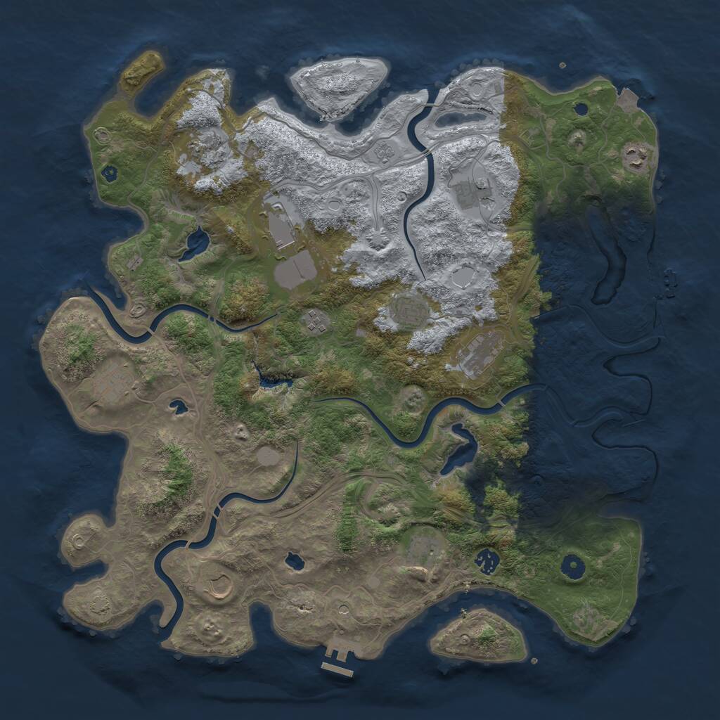 Rust Map: Procedural Map, Size: 4500, Seed: 2078557769, 17 Monuments