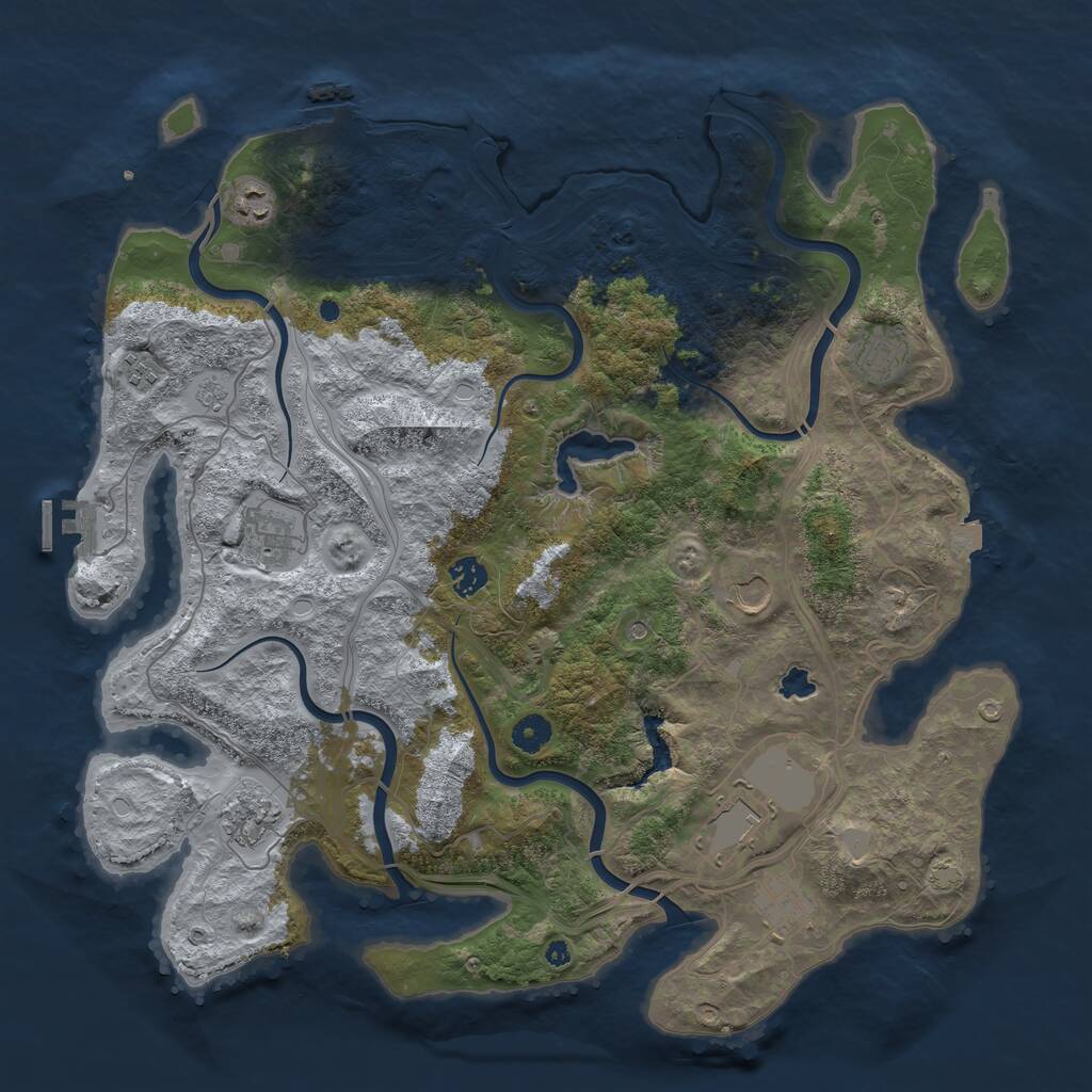 Rust Map: Procedural Map, Size: 4300, Seed: 1187257446, 15 Monuments