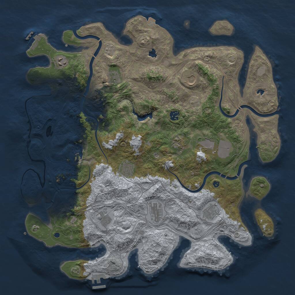 Rust Map: Procedural Map, Size: 4500, Seed: 1690896758, 17 Monuments