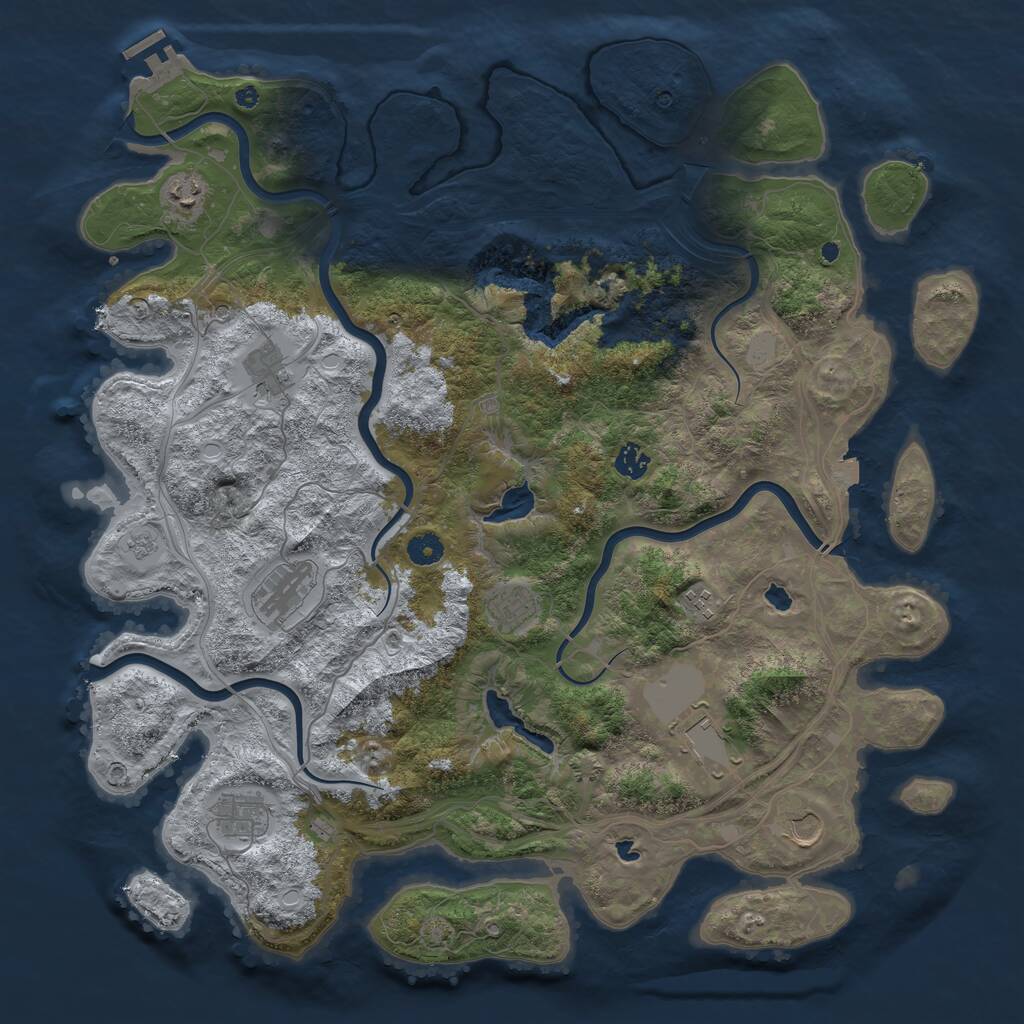 Rust Map: Procedural Map, Size: 4500, Seed: 1628520663, 14 Monuments