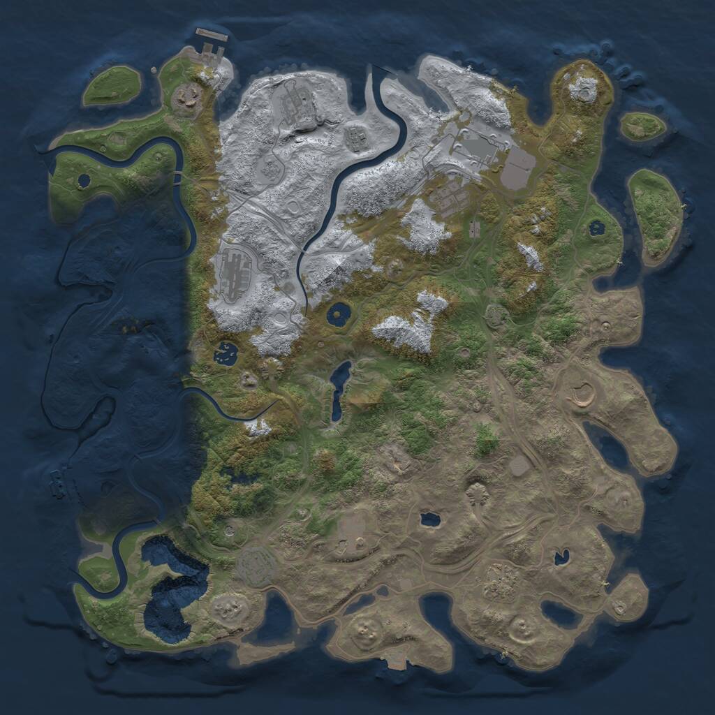 Rust Map: Procedural Map, Size: 4500, Seed: 850677526, 17 Monuments
