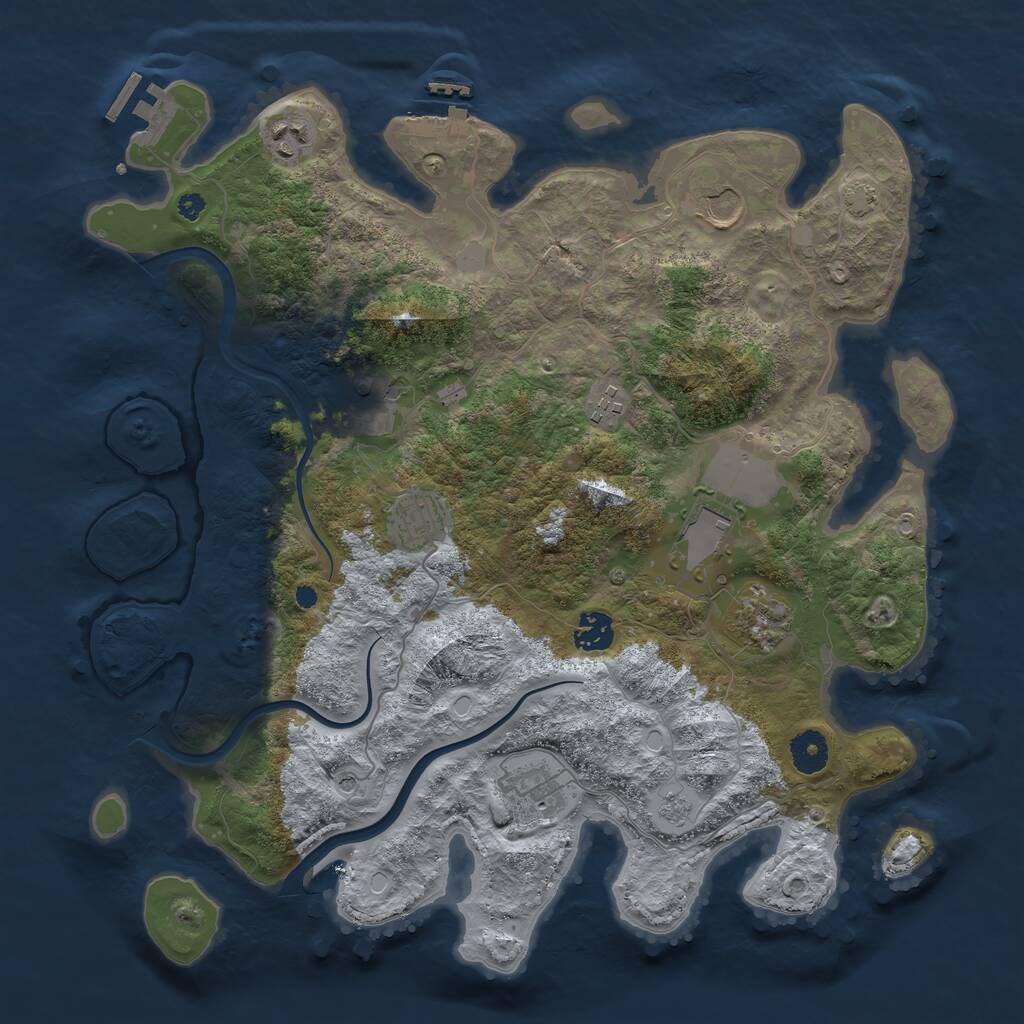 Rust Map: Procedural Map, Size: 3800, Seed: 34703373, 15 Monuments