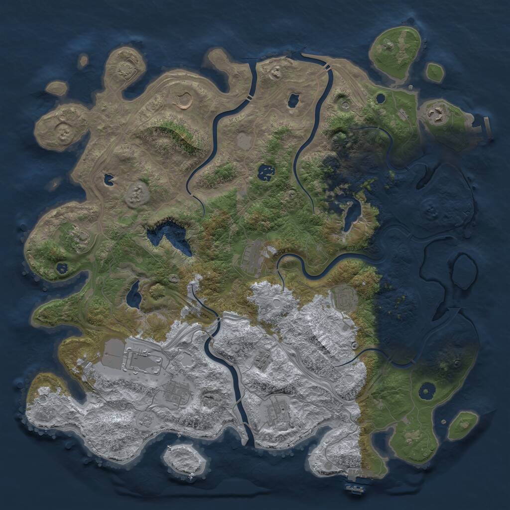 Rust Map: Procedural Map, Size: 4500, Seed: 790631540, 16 Monuments