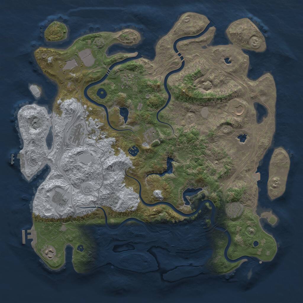 Rust Map: Procedural Map, Size: 4500, Seed: 999798840, 16 Monuments