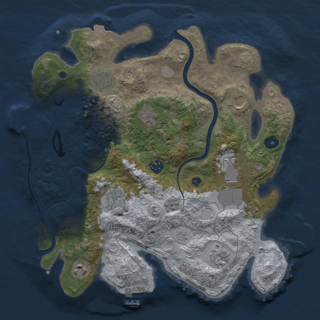 Rust Map: Procedural Map, Size: 3500, Seed: 684654, 15 Monuments