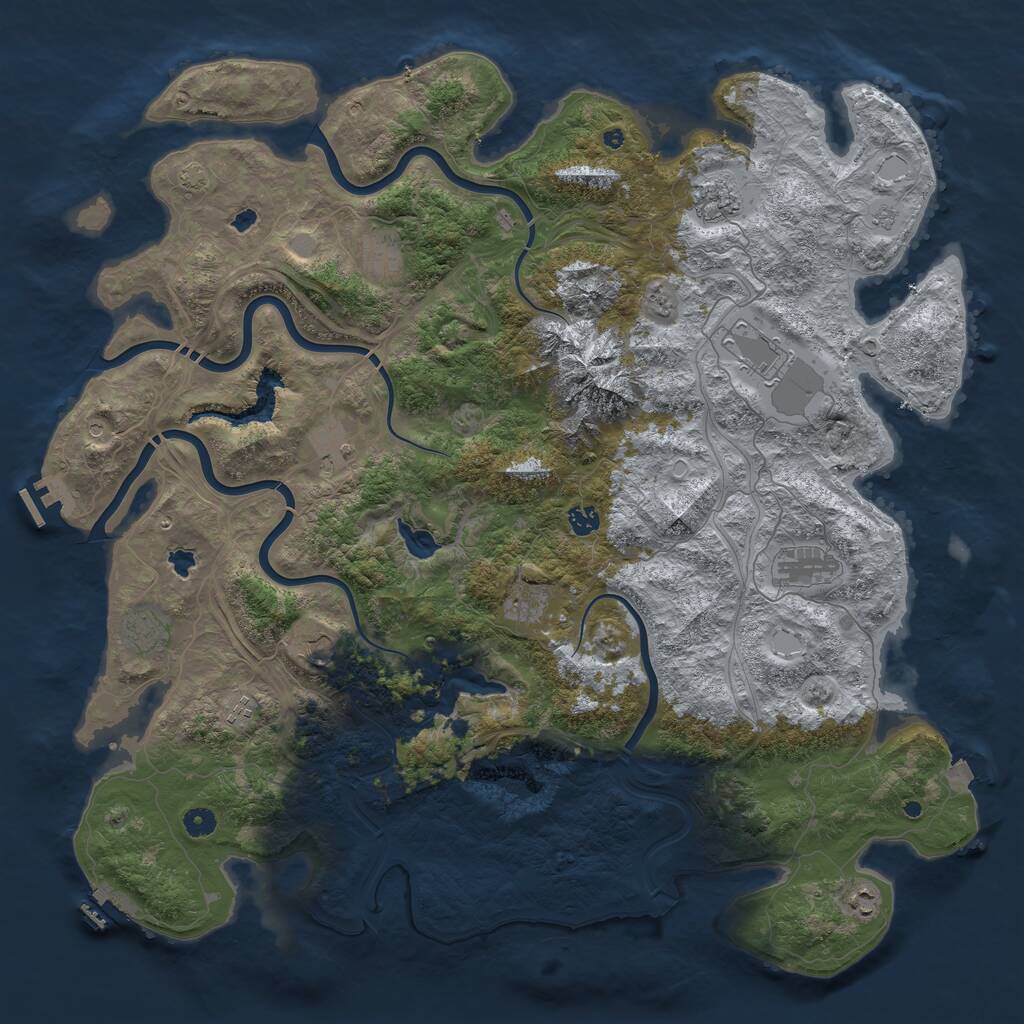 Rust Map: Procedural Map, Size: 5000, Seed: 1238688535, 17 Monuments