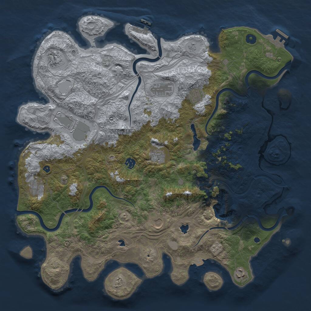 Rust Map: Procedural Map, Size: 4500, Seed: 521587, 16 Monuments