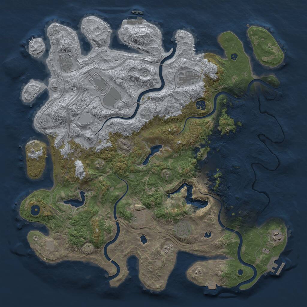 Rust Map: Procedural Map, Size: 4500, Seed: 70652031, 16 Monuments