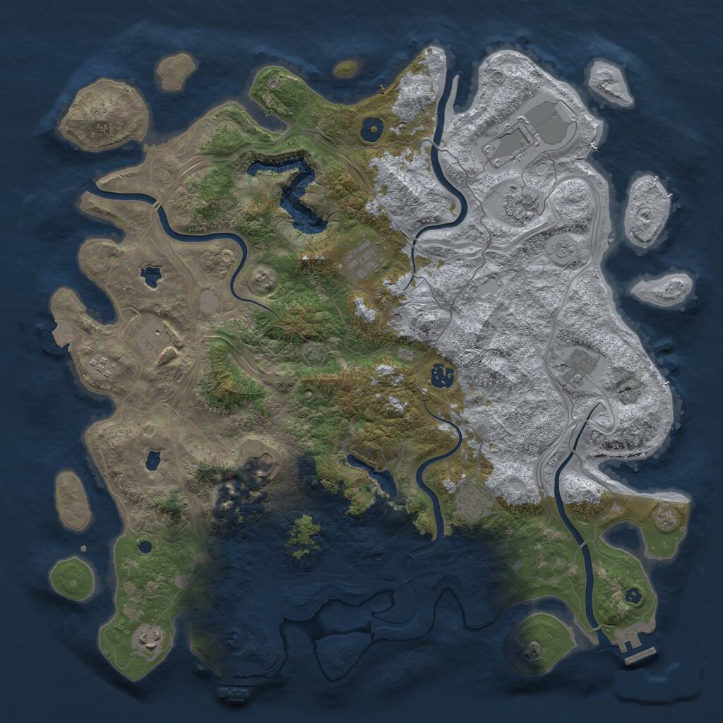 Rust Map: Procedural Map, Size: 4500, Seed: 13576143, 16 Monuments
