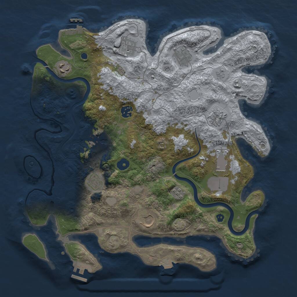 Rust Map: Procedural Map, Size: 3750, Seed: 1933719040, 16 Monuments