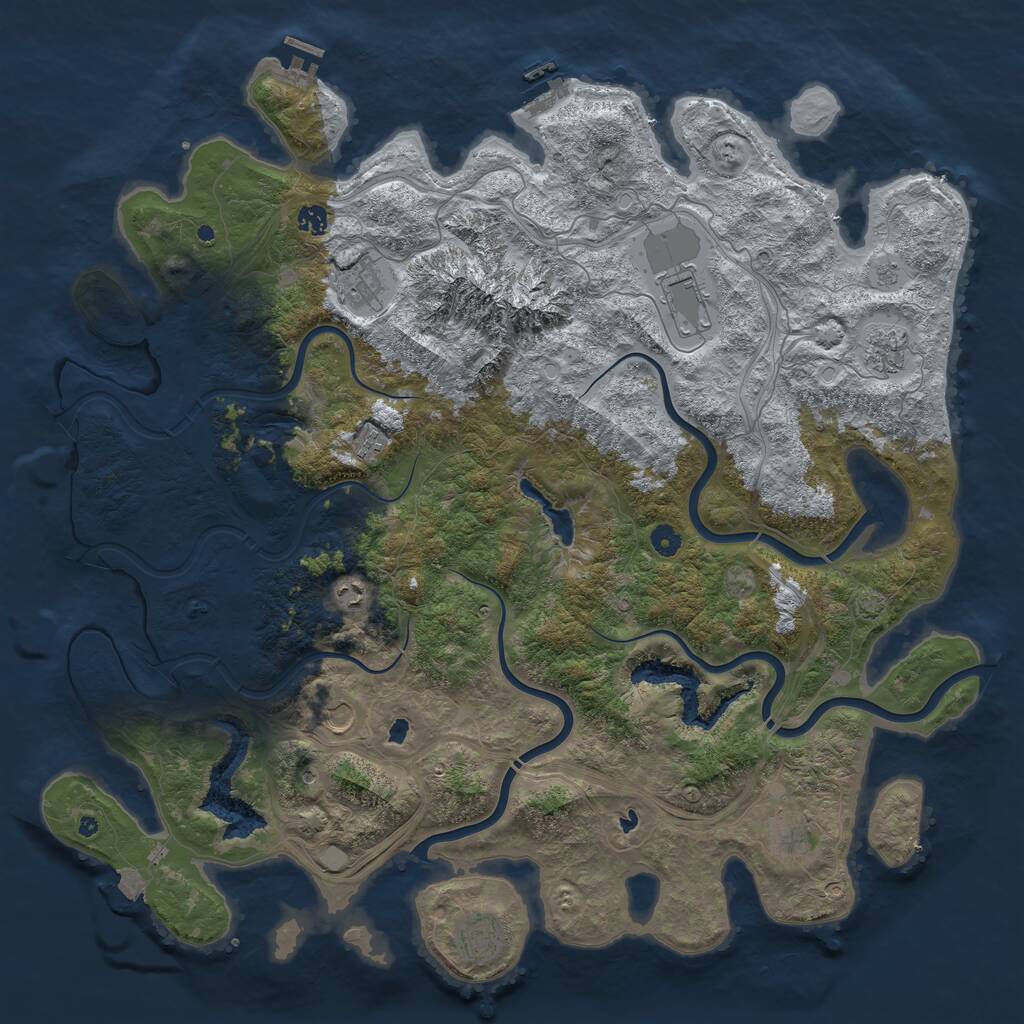 Rust Map: Procedural Map, Size: 5000, Seed: 55105921, 15 Monuments