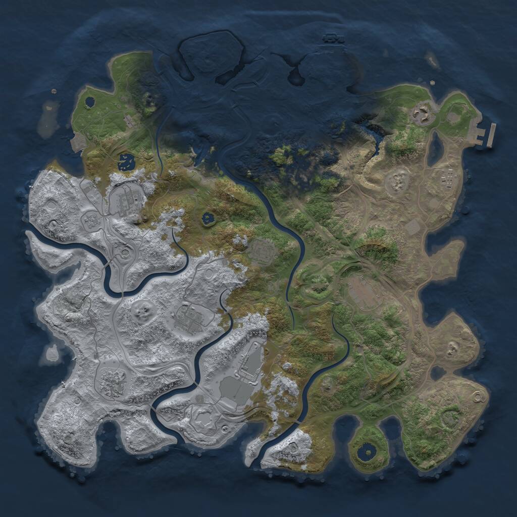 Rust Map: Procedural Map, Size: 4250, Seed: 848009554, 16 Monuments