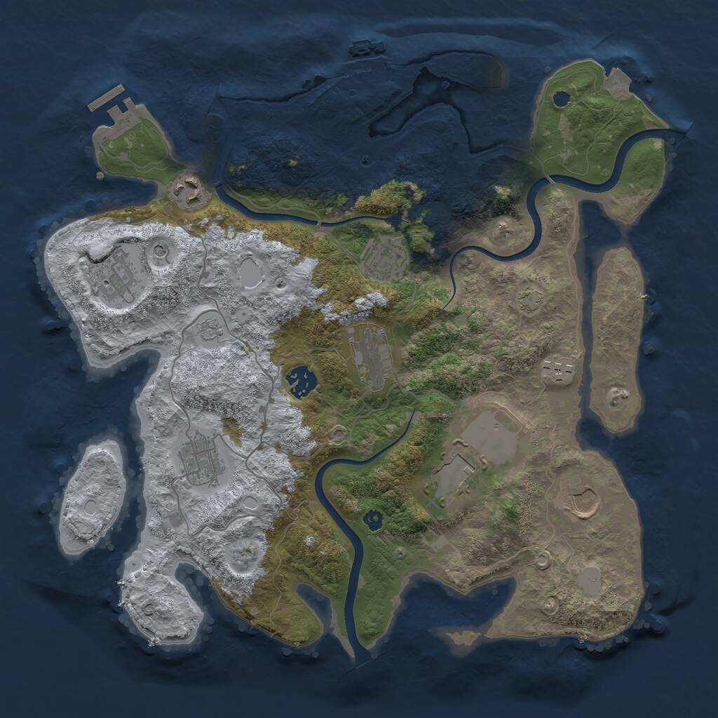 Rust Map: Procedural Map, Size: 3600, Seed: 45099022, 15 Monuments
