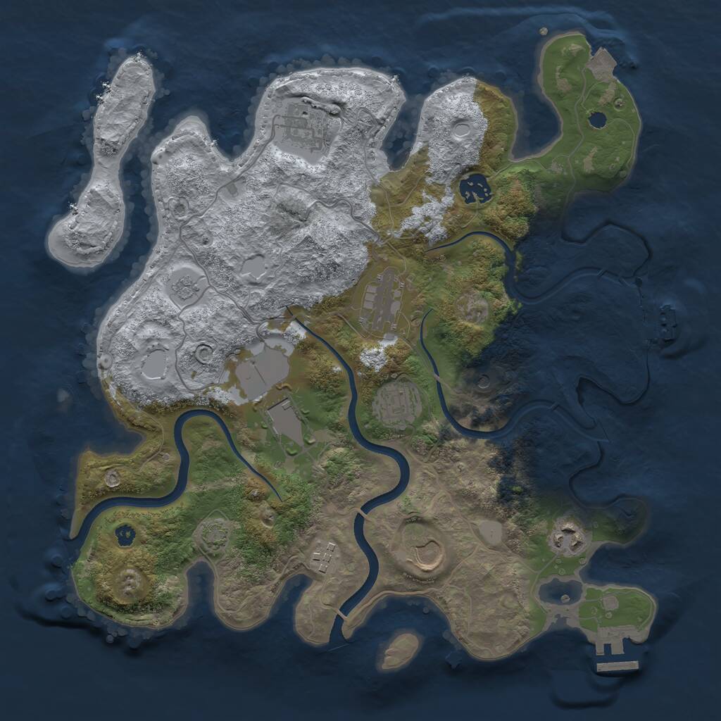 Rust Map: Procedural Map, Size: 3500, Seed: 1786600370, 14 Monuments