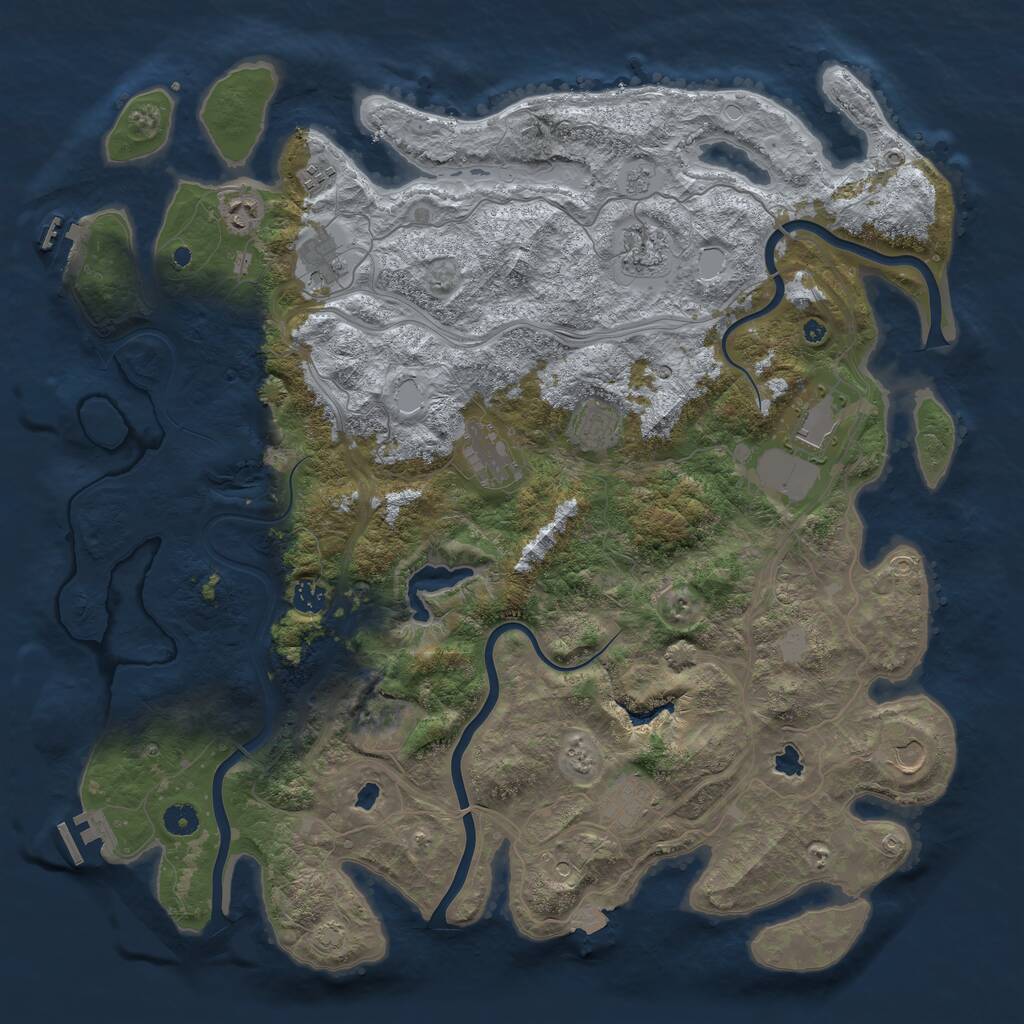 Rust Map: Procedural Map, Size: 4600, Seed: 438352363, 17 Monuments